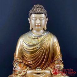 Tượng Phật Thích Ca Mâu Ni Ngồi Tĩnh Tâm Bằng Đồng Men Cổ, Cao 48cm 2 tuong phat thich ca mau ni ngoi tinh tam bang dong men co cao 48cm vat pham phat giao la boi 8