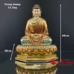 Tượng Phật Thích Ca Mâu Ni Ngồi Tĩnh Tâm Bằng Đồng Men Cổ, Cao 48cm 1 tuong phat thich ca mau ni ngoi tinh tam bang dong men co cao 48cm vat pham phat giao la boi 9