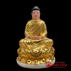 tuong phat thich ca mau ni ngoi tinh tam bot da dat vang cao 48cm vat pham phat giao la boi 2