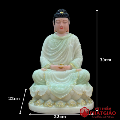 tuong phat thich ca ngoi dai sen bot da trang xanh vien vang noi cao 30cm 40cm 48cm vat pham phat giao la boi 7