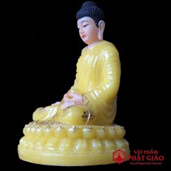 Tượng Phật Thích Ca Ngồi Đế Sen Bằng Bột Đá Thạch Anh Viền Vàng, Cao 30cm 2 tuong phat thich ca ngoi de sen bang bot da thach anh vien vang cao 30cm vat pham phat giao la boi 3
