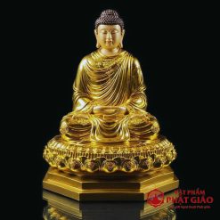 Tượng Phật Thích Ca Ngồi Tĩnh Tâm Bằng Đồng Dát Vàng Ấn Bảo, Cao 48cm 7 tuong phat thich ca ngoi tinh tam bang dong dat vang an bao cao 48cm vat pham phat giao la boi 2