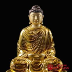 Tượng Phật Thích Ca Ngồi Tĩnh Tâm Bằng Đồng Dát Vàng Ấn Bảo, Cao 48cm 5 tuong phat thich ca ngoi tinh tam bang dong dat vang an bao cao 48cm vat pham phat giao la boi 4