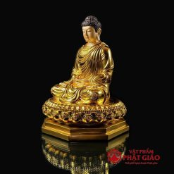 Tượng Phật Thích Ca Ngồi Tĩnh Tâm Bằng Đồng Dát Vàng Ấn Bảo, Cao 48cm 4 tuong phat thich ca ngoi tinh tam bang dong dat vang an bao cao 48cm vat pham phat giao la boi 5