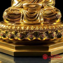 Tượng Phật Thích Ca Ngồi Tĩnh Tâm Bằng Đồng Dát Vàng Ấn Bảo, Cao 48cm 2 tuong phat thich ca ngoi tinh tam bang dong dat vang an bao cao 48cm vat pham phat giao la boi 7