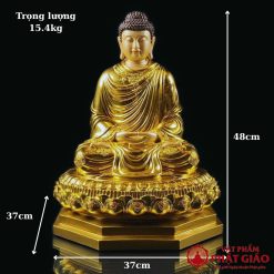 Tượng Phật Thích Ca Ngồi Tĩnh Tâm Bằng Đồng Dát Vàng Ấn Bảo, Cao 48cm 1 tuong phat thich ca ngoi tinh tam bang dong dat vang an bao cao 48cm vat pham phat giao la boi 8