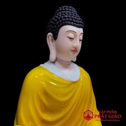 Tượng Phật Thích Ca Ngồi Tĩnh Tâm Màu Vàng Hổ Phách Bằng Bột Đá, Cao 48cm 2 tuong phat thich ca ngoi tinh tam mau vang ho phach bang bot da cao 48cm vat pham phat giao la boi 6