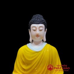 Tượng Phật Thích Ca Ngồi Tĩnh Tâm Màu Vàng Hổ Phách Bằng Bột Đá, Cao 48cm 1 tuong phat thich ca ngoi tinh tam mau vang ho phach bang bot da cao 48cm vat pham phat giao la boi 7