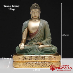Tượng Phật Thích Ca Thành Đạo Bằng Đồng Men Độ Cao, Đế Dát Vàng, Cao 48cm 1 tuong phat thich ca thanh dao bang dong men do cao de dat vang cao 48cm vat pham phat giao la boi 1