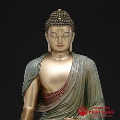 Tượng Phật Thích Ca Thành Đạo Bằng Đồng Men Độ Cao, Đế Dát Vàng, Cao 48cm 2 tuong phat thich ca thanh dao bang dong men do cao de dat vang cao 48cm vat pham phat giao la boi 3