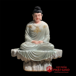 Tượng Phật Thích Ca Thành Đạo Ngồi Tĩnh Tâm Bằng Bột Đá Cẩm Thạch, Cao 48cm 6 tuong phat thich ca thanh dao ngoi tinh tam chat lieu bot da cam thach cao 48cm vat pham phat giao la boi 2