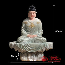Tượng Phật Thích Ca Thành Đạo Ngồi Tĩnh Tâm Bằng Bột Đá Cẩm Thạch, Cao 48cm 5 tuong phat thich ca thanh dao ngoi tinh tam chat lieu bot da cam thach cao 48cm vat pham phat giao la boi 3
