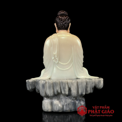 Tượng Phật Thích Ca Thành Đạo Ngồi Tĩnh Tâm Bằng Bột Đá Cẩm Thạch, Cao 48cm 4 tuong phat thich ca thanh dao ngoi tinh tam chat lieu bot da cam thach cao 48cm vat pham phat giao la boi 4