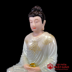 Tượng Phật Thích Ca Thành Đạo Ngồi Tĩnh Tâm Bằng Bột Đá Cẩm Thạch, Cao 48cm 3 tuong phat thich ca thanh dao ngoi tinh tam chat lieu bot da cam thach cao 48cm vat pham phat giao la boi 5