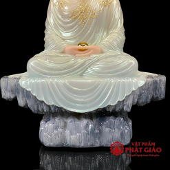Tượng Phật Thích Ca Thành Đạo Ngồi Tĩnh Tâm Bằng Bột Đá Cẩm Thạch, Cao 48cm 1 tuong phat thich ca thanh dao ngoi tinh tam chat lieu bot da cam thach cao 48cm vat pham phat giao la boi 7