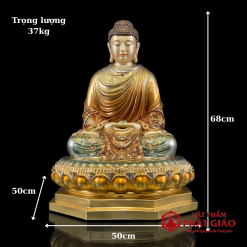 Tượng Phật Thích Ca Tĩnh Tâm, Bằng Đồng Men Cổ Đài Loan, Cao 68cm 1 tuong phat thich ca tinh tam bang dong men co dai loan cao 68cm vat pham phat giao la boi 9