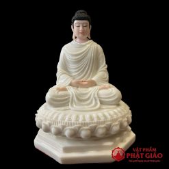 tuong phat thich ca tinh tam ngoi dai sen de bat giac bang bot da cao 48cm vat pham phat giao la boi 2