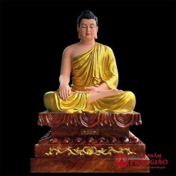 Tượng Phật Thích Ca Sơn Vàng Ngồi Đế Vuông Chất Liệu Composite, Cao 170cm 2 tuong phat thich ca y vang ngoi de vuong chat lieu composite cao 1m7 vat pham phat giao la boi 2