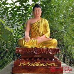 Tượng Phật Thích Ca Sơn Vàng Ngồi Đế Vuông Chất Liệu Composite, Cao 170cm 1 tuong phat thich ca y vang ngoi de vuong chat lieu composite cao 1m7 vat pham phat giao la boi 3