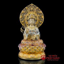 Tượng Quan Âm Bồ Tát Bằng Đồng Men Cổ Viền Vàng Mẫn Bảo, Cao 30cm, 40cm, 48cm 4 tuong quan am bo tat bang dong men co vien vang man bao cao 30cm 40cm 48cm 1