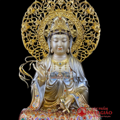 Tượng Quan Âm Bồ Tát Bằng Đồng Men Cổ Viền Vàng Mẫn Bảo, Cao 30cm, 40cm, 48cm 2 tuong quan am bo tat bang dong men co vien vang man bao cao 30cm 40cm 48cm 3