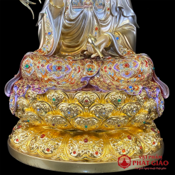 Tượng Quan Âm Bồ Tát Bằng Đồng Men Cổ Viền Vàng Mẫn Bảo, Cao 30cm, 40cm, 48cm 1 tuong quan am bo tat bang dong men co vien vang man bao cao 30cm 40cm 48cm 4
