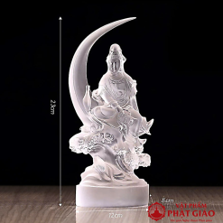 tuong quan am bo tat ngoi mat trang non nuoc bang luu ly mau trang cao 23cm vat pham phat giao la boi 8