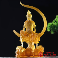 tuong quan am bot tat ngoi mat trang non nuoc bang luu ly mau vang cao 23cm vat pham phat giao la boi 2