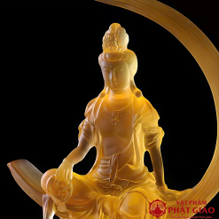 tuong quan am bot tat ngoi mat trang non nuoc bang luu ly mau vang cao 23cm vat pham phat giao la boi 3