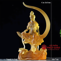 tuong quan am bot tat ngoi mat trang non nuoc bang luu ly mau vang cao 23cm vat pham phat giao la boi 4
