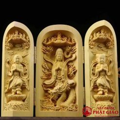 Tượng Quan Âm Đồng Tử, Chất Liệu Gỗ Hoàng Dương, Cao 10cm 4 tuong quan am dong tu go hoang duong cao 10cm vat pham phat giao la boi 2