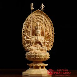 tuong quan am thien thu co la de chat lieu go bach cao 28cm vat pham phat giao la boi 2