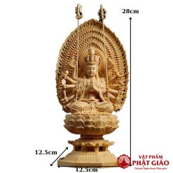 tuong quan am thien thu co la de chat lieu go bach cao 28cm vat pham phat giao la boi 3