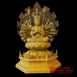 Tượng Quan Âm Thiên Thủ Thiên Nhãn Gỗ Long Não, Cao 55cm (Tổng 62cm) 3 tuong quan am thien thu thien nhan go long nao cao 55cm vat pham phat giao la boi 2