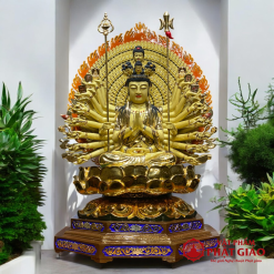 Tượng Thiên Thủ Thiên Nhãn (Nghìn Tay Nghìn Mắt) Ngồi, Đồng Mạ Vàng, 89x70x70 (Cao Tổng 106cm) 4 tuong quan am thien thu thien nhan ngoi bang dong ma vang dai loan cao 106cm vat pham phat giao la boi 3