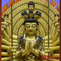 Tượng Thiên Thủ Thiên Nhãn (Nghìn Tay Nghìn Mắt) Ngồi, Đồng Mạ Vàng, 89x70x70 (Cao Tổng 106cm) 2 tuong quan am thien thu thien nhan ngoi bang dong ma vang dai loan cao 106cm vat pham phat giao la boi 5
