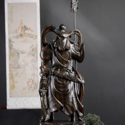 Tượng Quan Công gỗ mun hoa cao 80cm