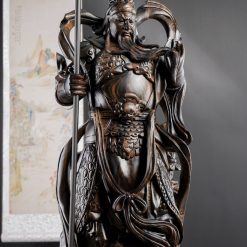 Tượng Quan Công gỗ mun hoa cao 80cm