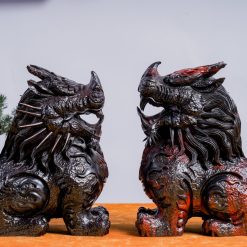 Tượng Song Nghê gỗ trắc 1 Tượng Song Nghê gỗ trắc