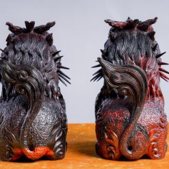 Tượng Song Nghê gỗ trắc 7 Tượng Song Nghê gỗ trắc