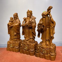 Tượng Tam Đa Phúc Lộc Thọ bằng gỗ hương 50cm