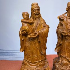 Tượng Tam Đa Phúc Lộc Thọ bằng gỗ hương 50cm
