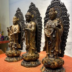 Tượng Tam Thế Phật bằng gỗ mun Lào cao cấp 2 Tượng Tam Thế Phật  bằng gỗ mun Lào cao cấp