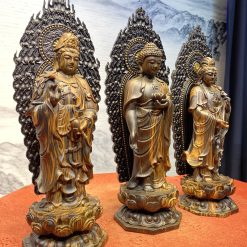 Tượng Tam Thế Phật bằng gỗ mun Lào cao cấp 3 Tượng Tam Thế Phật  bằng gỗ mun Lào cao cấp