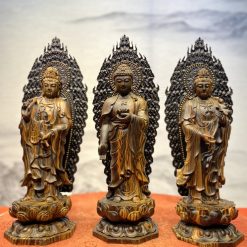 Tượng Tam Thế Phật bằng gỗ mun Lào cao cấp 1 Tượng Tam Thế Phật  bằng gỗ mun Lào cao cấp