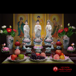 Tượng Tây Phương TamThánh Tịnh Độ Liên Hoa, Chất Liệu Sứ, Cao 40cm, 48cm, 52cm 1 tuong tay phuong tam thanh tinh do lien hoa chat lieu su cao 40cm 48cm 52cm 4