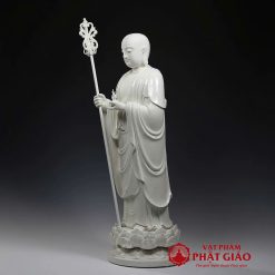 Tượng Tôn Giả Mục Kiền Liên Đứng Bằng Sứ Trắng, Cao 66cm 5 tuong ton gia muc kien lien dung bang su trang cao 66cm vat pham phat giao la boi 3