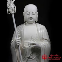 Tượng Tôn Giả Mục Kiền Liên Đứng Bằng Sứ Trắng, Cao 66cm 2 tuong ton gia muc kien lien dung bang su trang cao 66cm vat pham phat giao la boi 6