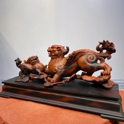 Tượng tỳ hưu bằng gỗ - song tỳ hưu mẫu tử