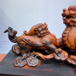 Tượng tỳ hưu bằng gỗ - song tỳ hưu mẫu tử